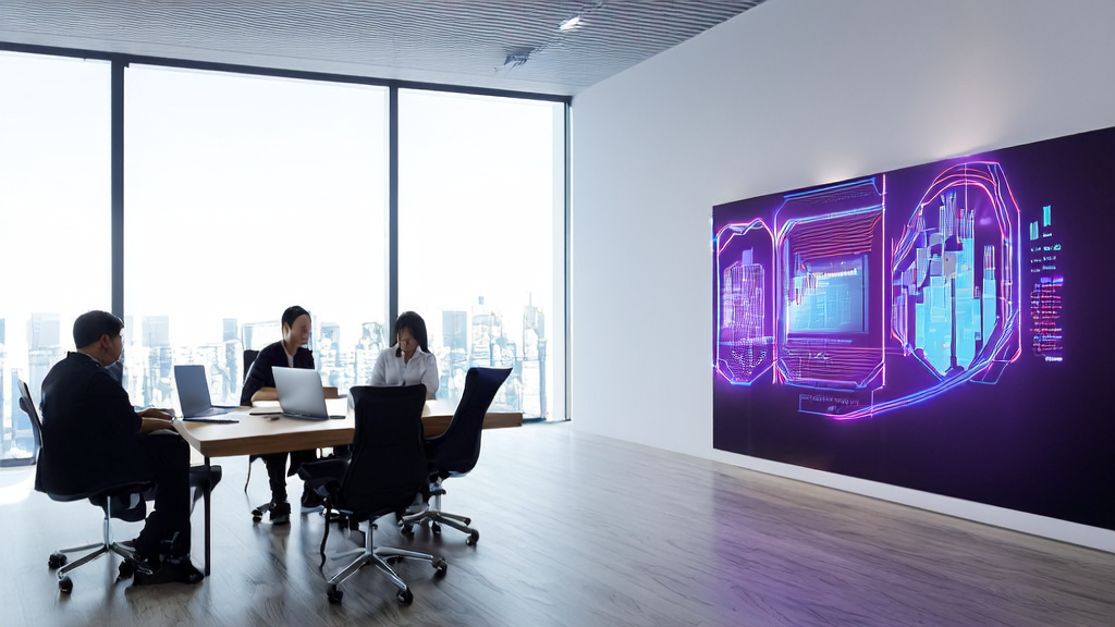 AI客户预测模型帮助企业在现代化办公室中精准筛选优质客户，减少无效投入，提升转化率。