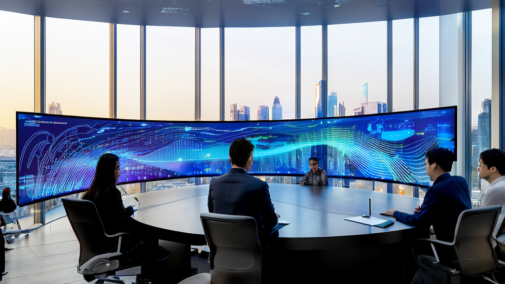 AI customer prediction model transforming business acquisition strategies, showcasing data analysis and team discussion scenarios