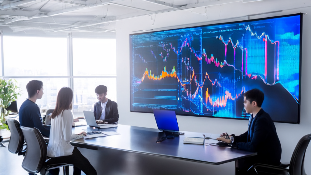 Office scene of optimizing cross-border e-commerce acquisition strategies using AI customer prediction models