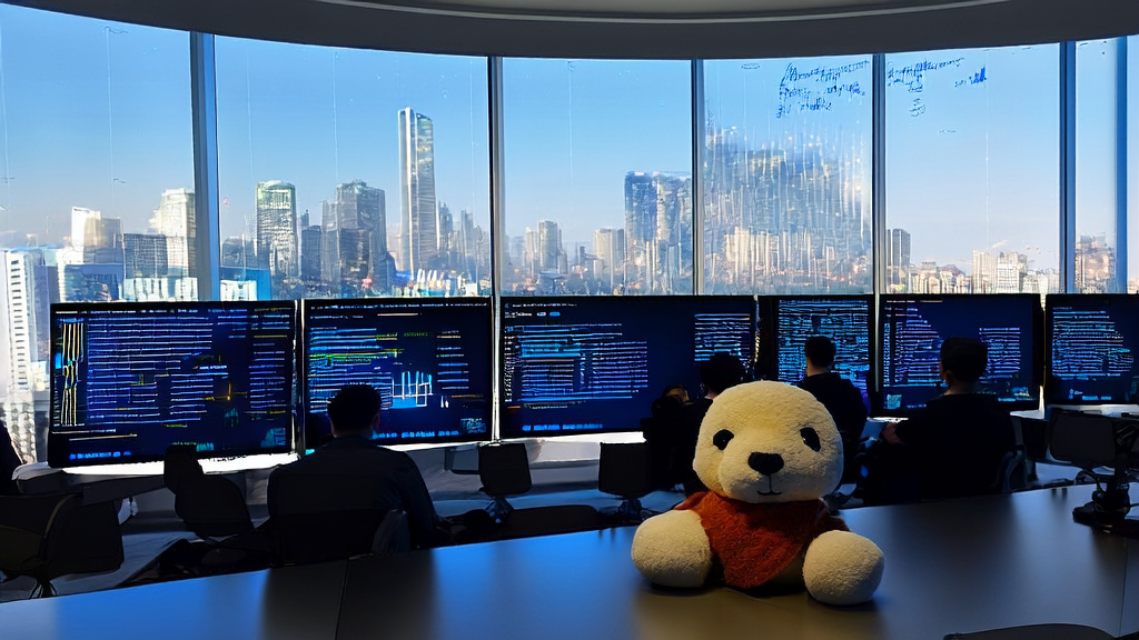 In a modern office, programmers are using an AI customer prediction model to analyze data for precise customer acquisition and optimized cross-border e-commerce marketing strategies.