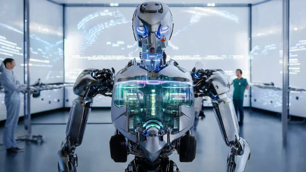 Engineers in Xiaopeng Motors' lab are fine-tuning the IRON humanoid robot, showcasing the application of AI customer prediction models