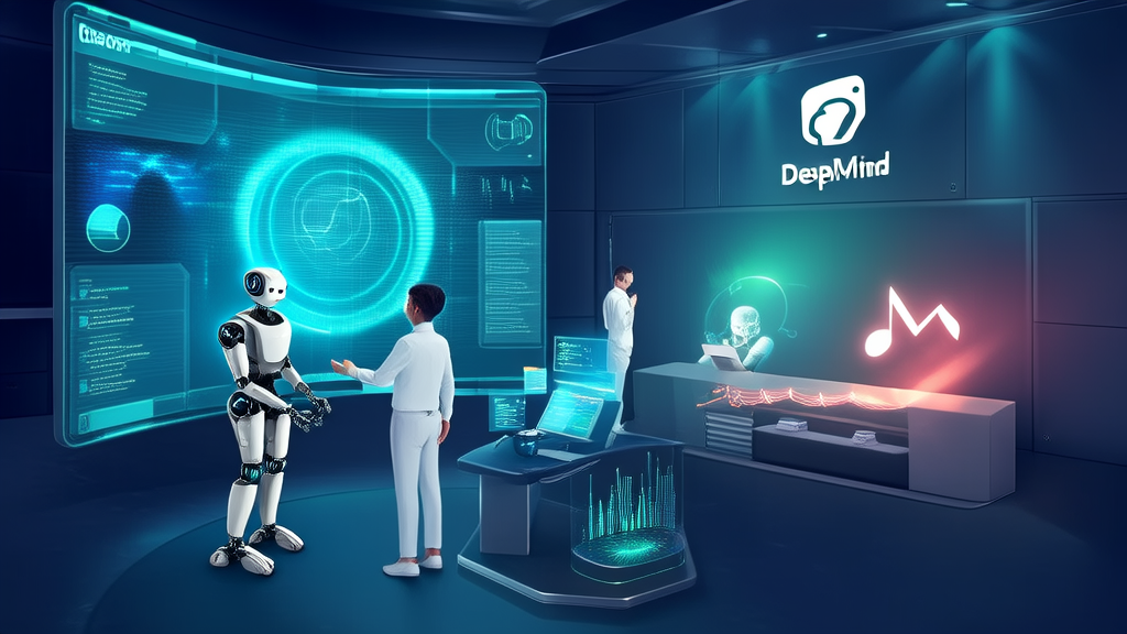 未来客服中心内智能机器人与人类客服协作，实时分析Quora数据，应用DeepMind Lyria2技术提升服务体验。