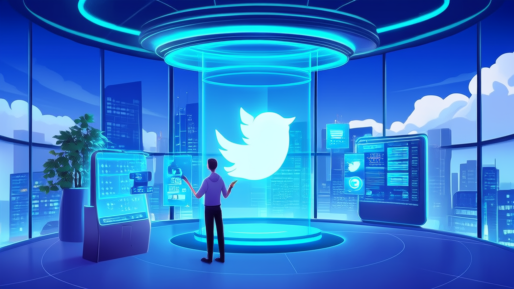 AI customer service center in a futuristic city with real-time data streams and multimodal interaction interfaces