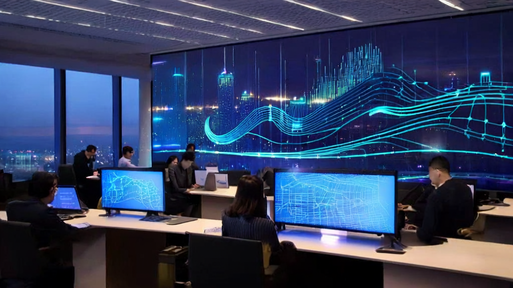 Modern office workers using AI technology for customer data cleaning