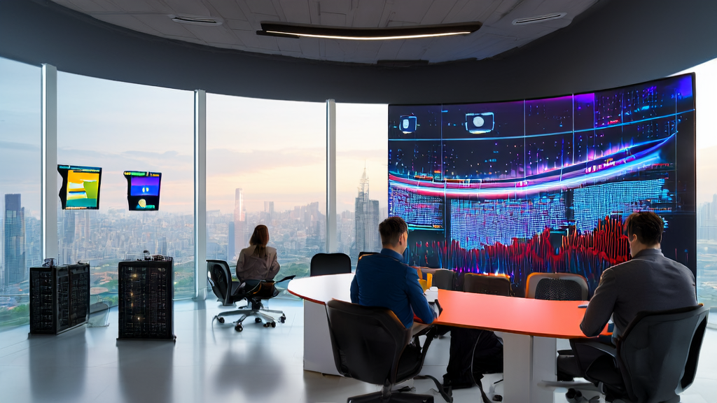 Tech professionals in a modern office using the llm-d project for AI-based customer data collection and analysis
