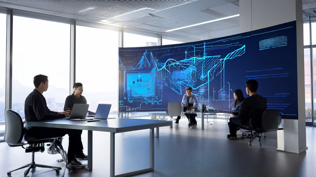 Modern office employees discussing AI-driven innovative customer acquisition channels