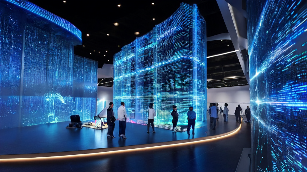 未来城市中的AI驱动获客革命场景，展示创业者使用Pomelli工具生成营销方案的过程。