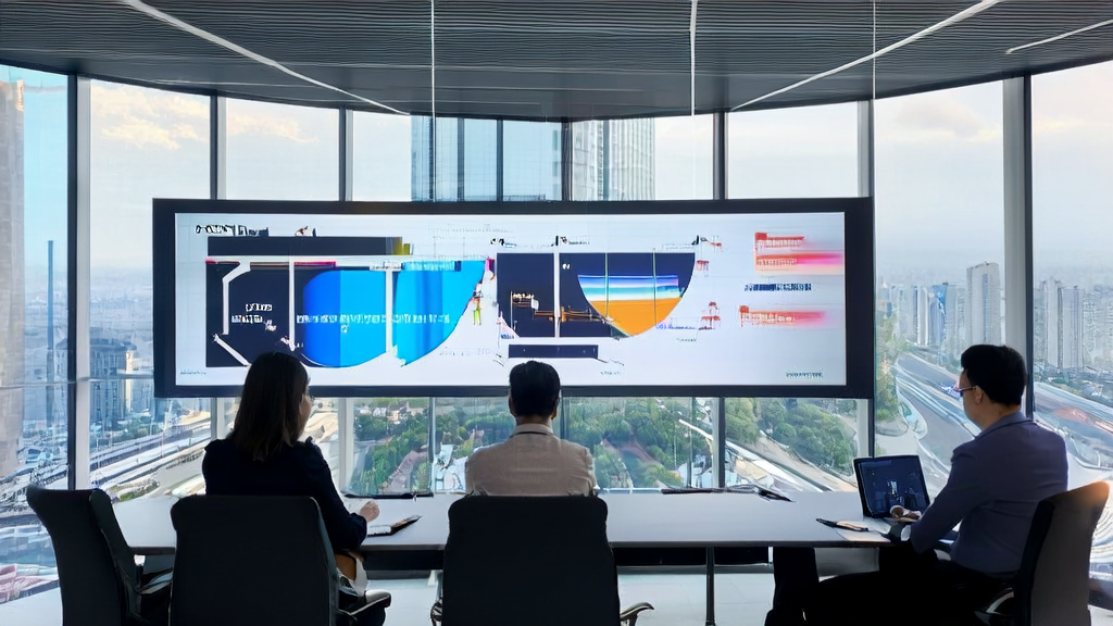 In a modern office, employees are using Feishu's AI tools for video conferencing and data analysis, showcasing AI-driven acquisition strategies.