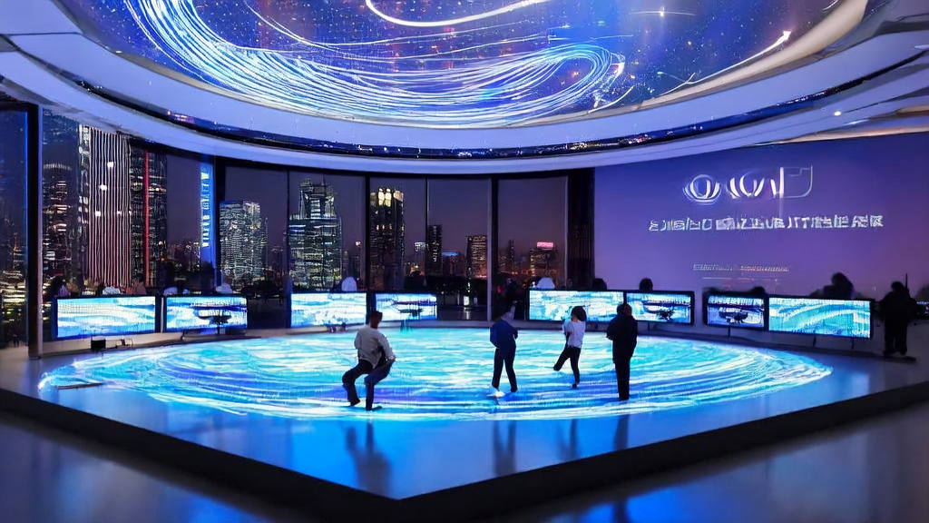 In a futuristic office, programmers are optimizing cross-border e-commerce advertising strategies using AI to achieve precise customer acquisition and lower CPA, with autonomous freight vehicles bustling outside.