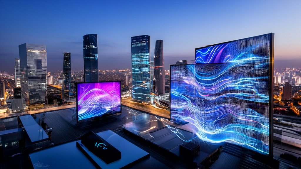 AI-driven advertising optimization in a futuristic city, precisely reaching target customers and reducing CPA