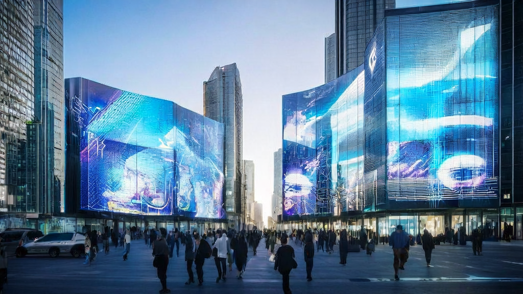 未来城市的智能广告屏通过AI技术实现精准广告投放