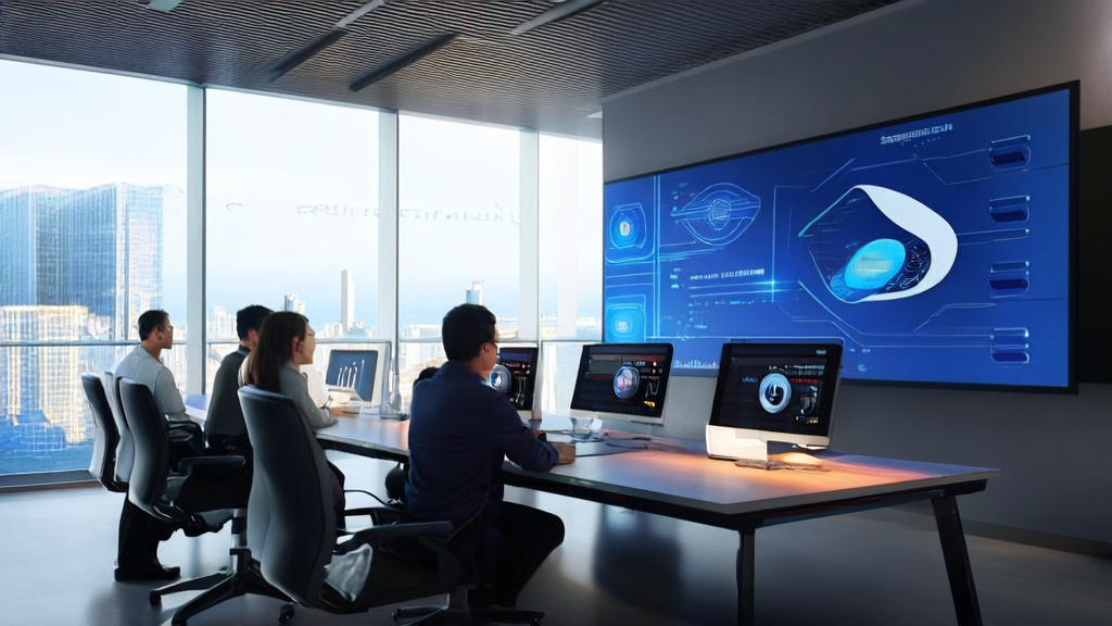 Engineers discussing Xiaomi's AI-driven advertising strategies in an office setting