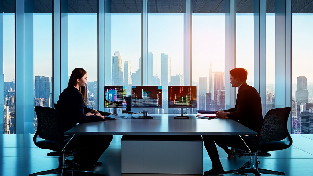 AI驱动的客户获取解决方案：团队在现代化办公室中讨论如何利用先进技术实现低成本高转化