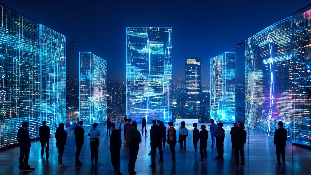 In a futuristic city, AI-driven client acquisition solutions are transforming the business landscape