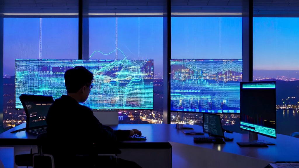 AI-driven client data capture and email strategy showcasing the application of Kunlun Tech's Skywork Deep Research Agent v2 in a modern office environment