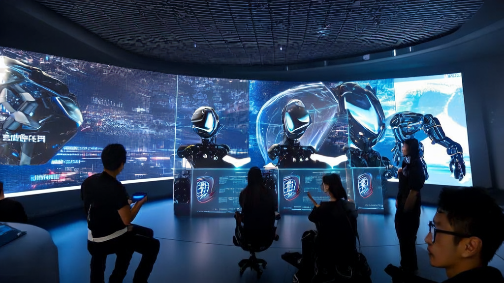 A scene showcasing AI-driven content marketing and gamified interaction, highlighting the "Endgame Showdown" mode of Space Kill and its technological support.
