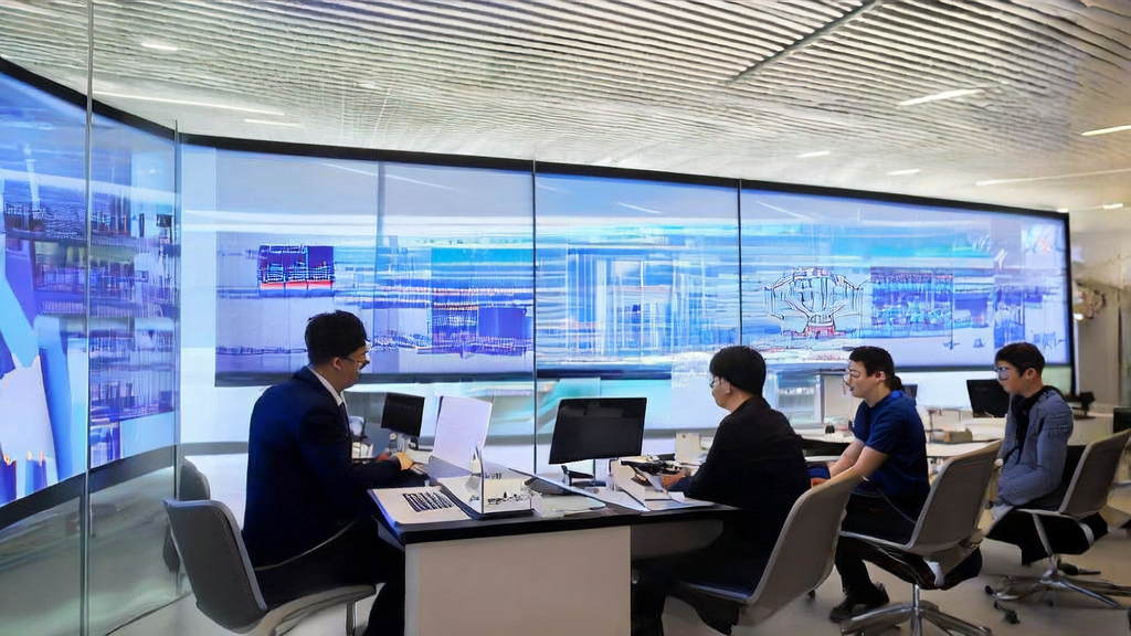 AI驱动的内容营销提升电商销售：现代化办公室中的团队利用数据分析和AI技术优化广告投放和个性化推荐。