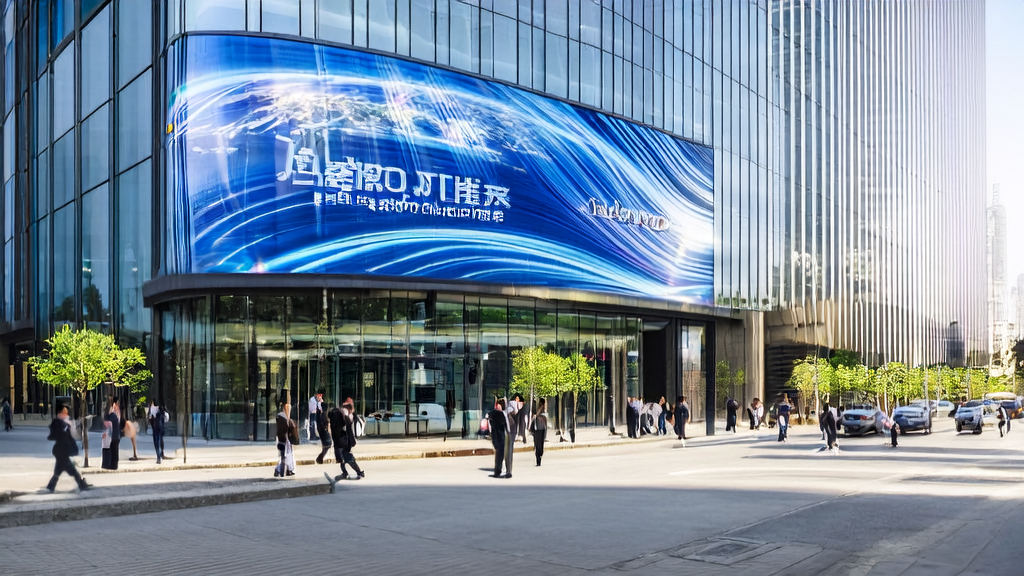 A modern office building basked in sunlight with business professionals entering, showcasing AI-driven cross-border e-commerce acquisition strategies