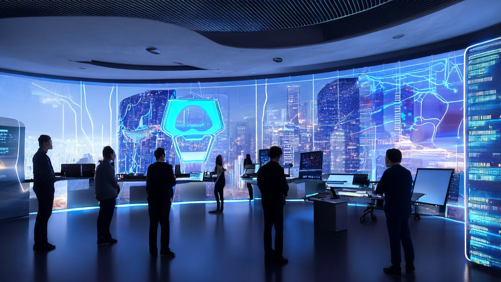 未来办公室中开发者使用AI助手Ada进行跨境电商邮件营销自动化操作