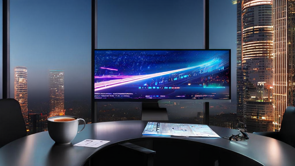 AI驱动的跨境电商营销办公室夜景,展示邮件自动化和新应用Sora2