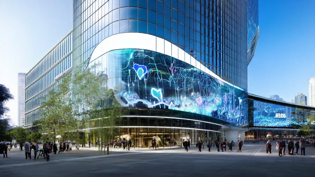 AI驱动的跨境电商精准客户触达场景,展示了现代办公环境与先进技术的结合。