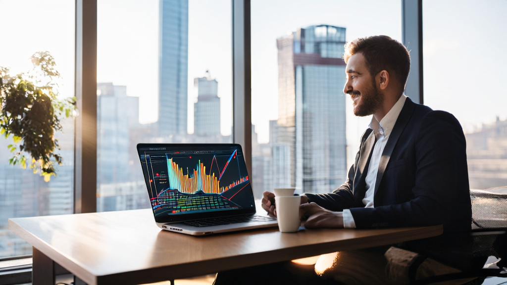 In a modern office bathed in sunlight, an entrepreneur is optimizing cross-border e-commerce email marketing using AI technology.