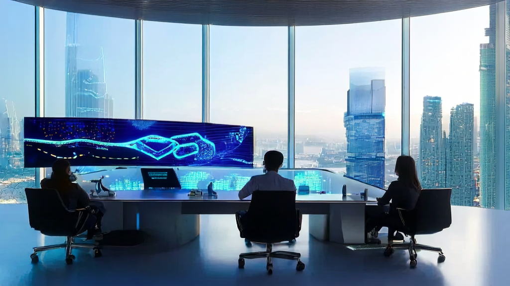 数据科学家在会议室中讨论AI客户预测模型和数据清洗服务