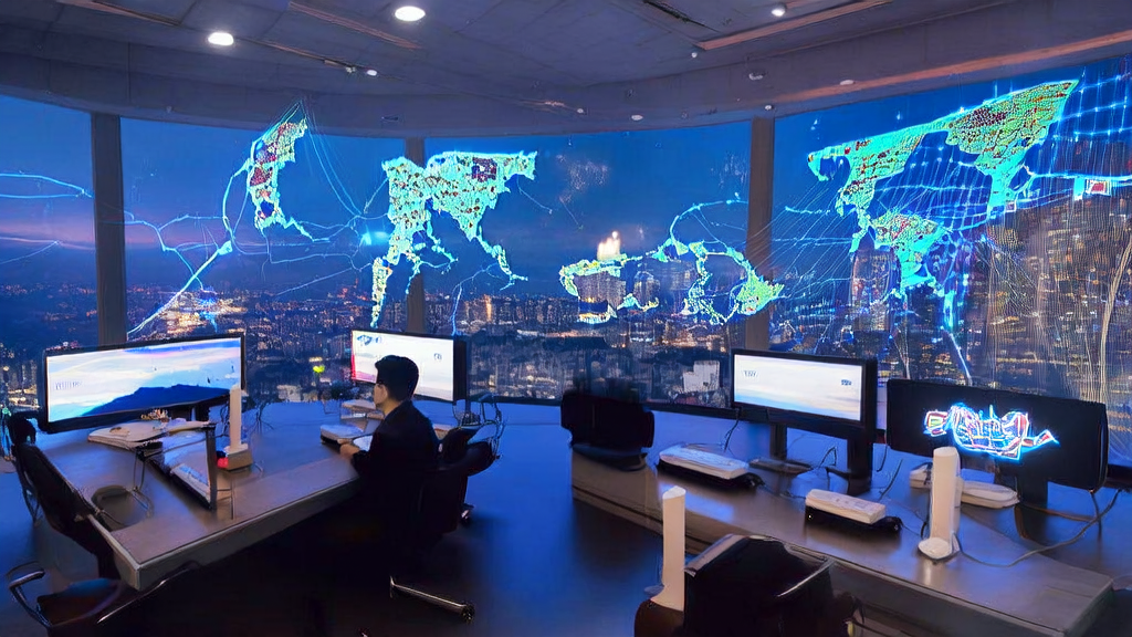 Future office showcasing AI-driven customer acquisition solutions for cross-border commerce