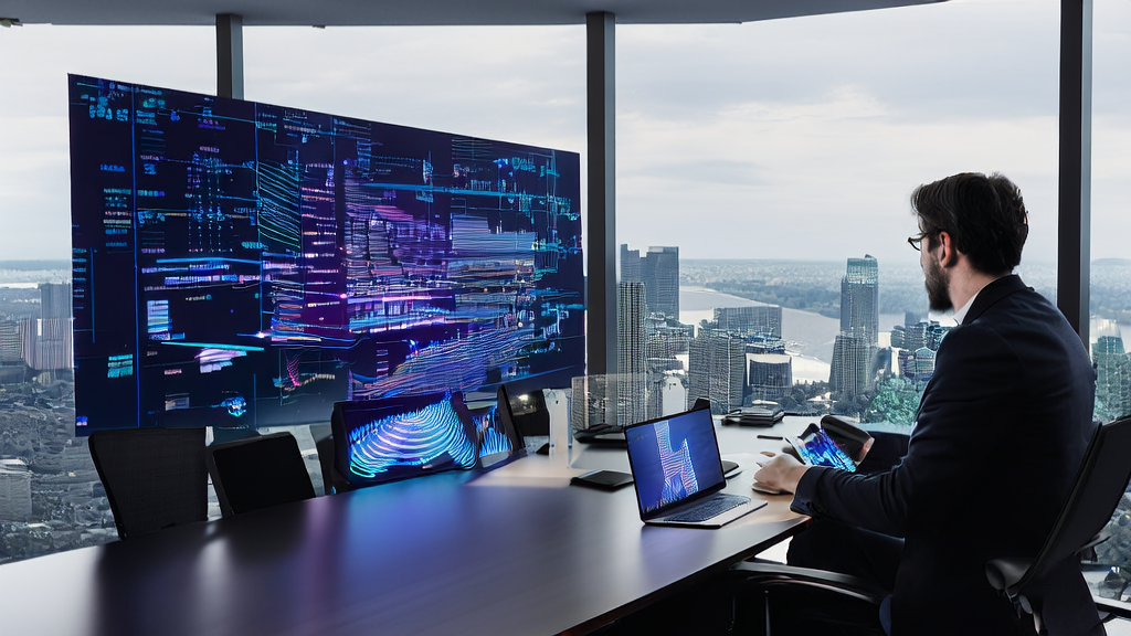 Young professionals in an office using AI technology to analyze manufacturing customs data for potential customer acquisition