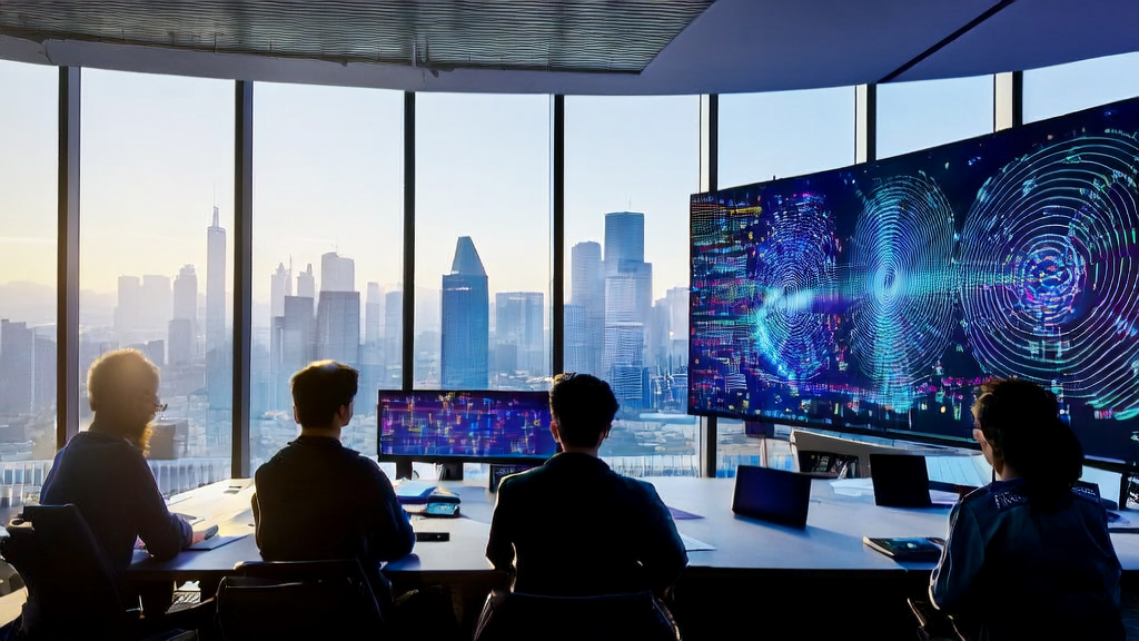 工程师们在现代化办公室中利用AI技术进行客户获取和数据清洗