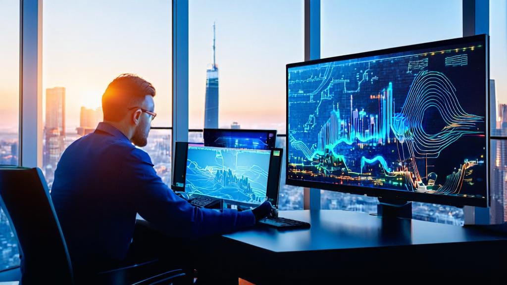 Data scientist using AI customer prediction model for efficient acquisition analysis in the office