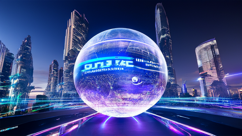 AI-driven customer acquisition solutions showcased in a futuristic city