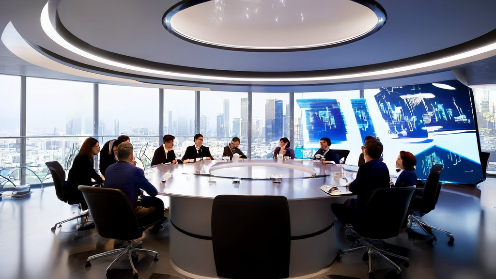 AI技术在B2B市场中的应用，展示未来获客策略的会议室场景