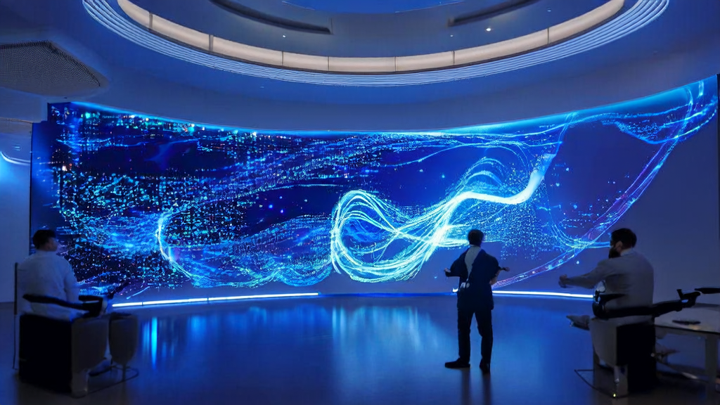 AI-driven customer acquisition solution for cross-border e-commerce, showcasing engineers in a futuristic tech office optimizing email marketing with AI technology