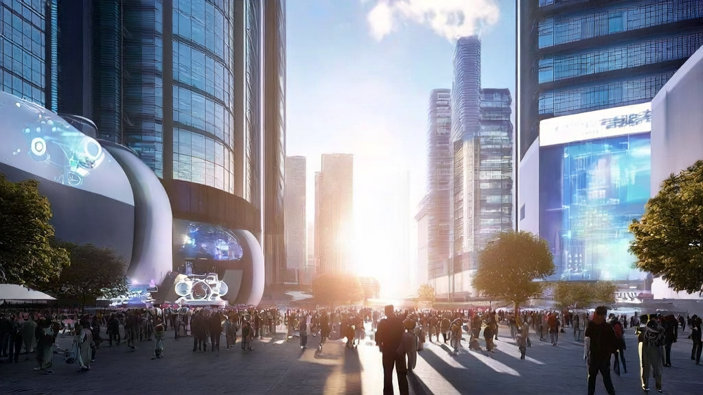 未来科技城市中人们使用阿里云通义灵码AI IDE进行编程和数据分析