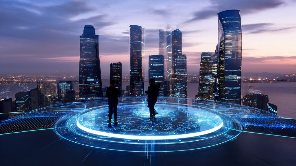 数据分析师在高科技办公室中利用AI技术进行客户获取分析