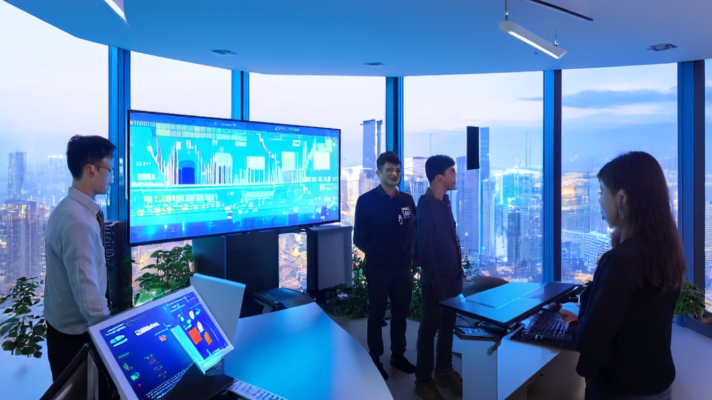 现代化办公室中创业者使用AI驱动的客户获取解决方案