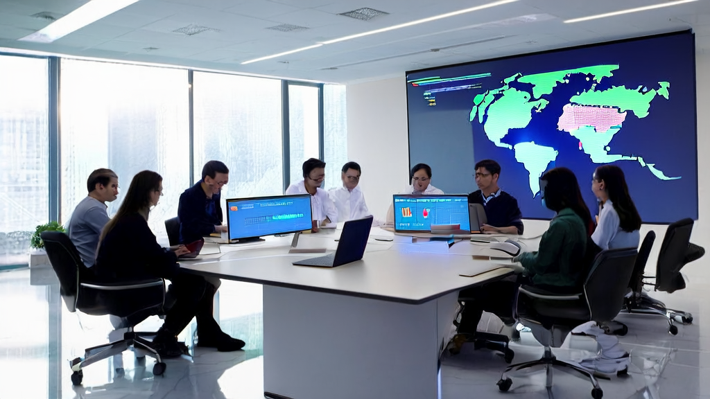 现代办公室中展示AI驱动的客户获取解决方案，员工们正通过Salesforce Agentforce 3进行实时数据分析和客户互动。