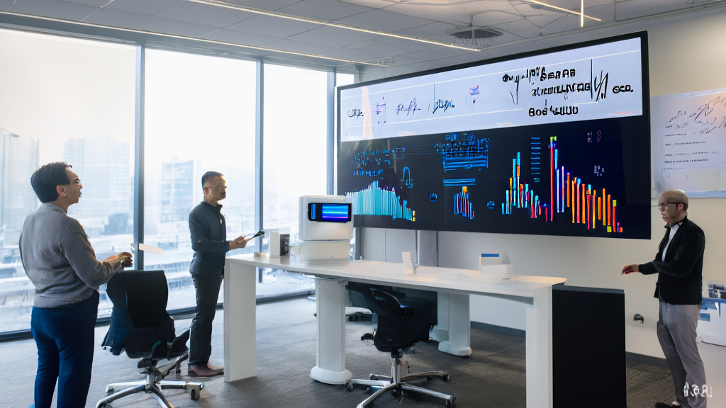 Modern office scene utilizing AI technology to enhance customer acquisition efficiency