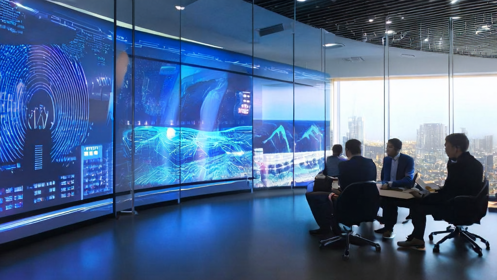 Employees in a modern office are using GenAI Processors for AI-driven customer acquisition strategy analysis