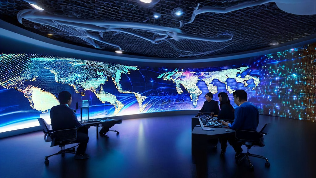 AI-driven customer acquisition innovation: Engineers discussing efficient data collection and global customer distribution