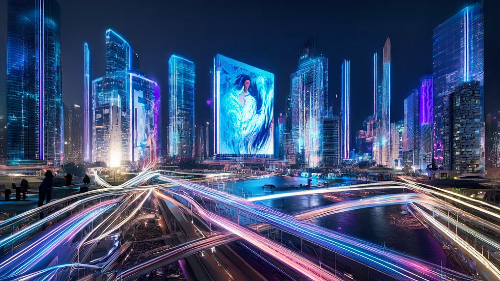 AI-driven customer acquisition: Kuaishou Ke Ling 2.5 Turbo model leads the new trend, showcasing multi-channel precise customer acquisition solutions in a futuristic city.