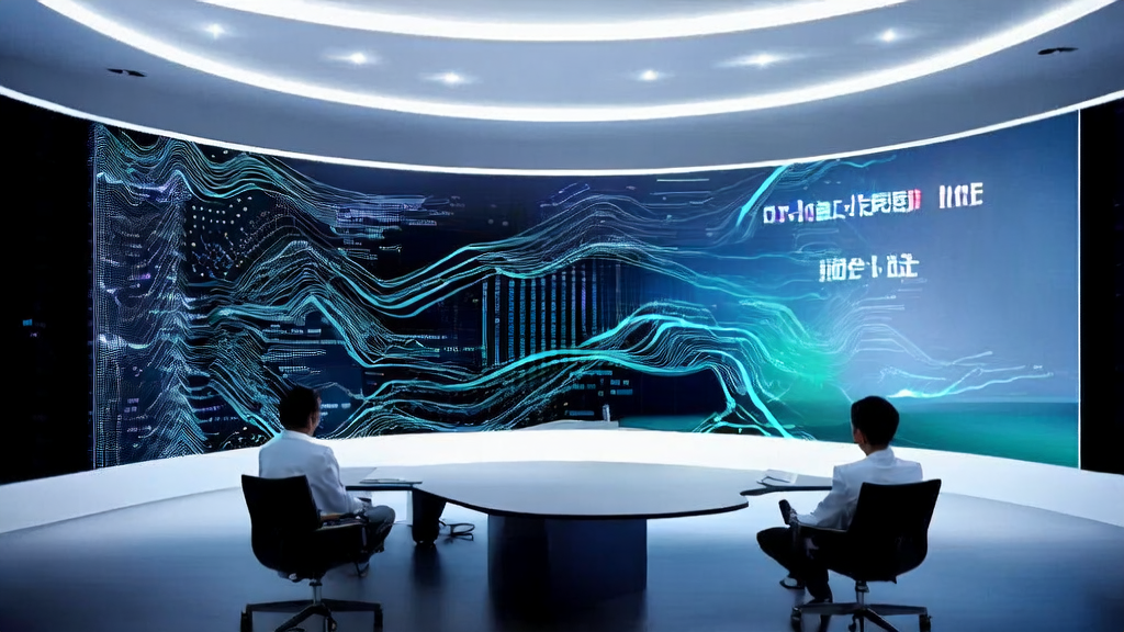 A modern tech lab showcasing AI-driven customer acquisition solutions, with researchers discussing the applications of Kimi-2 and LiveBench AI.