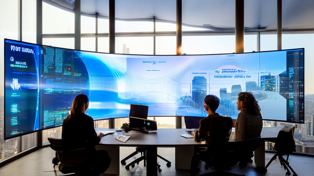 Young entrepreneurs in a modern office using AI technology to combat brand infringement
