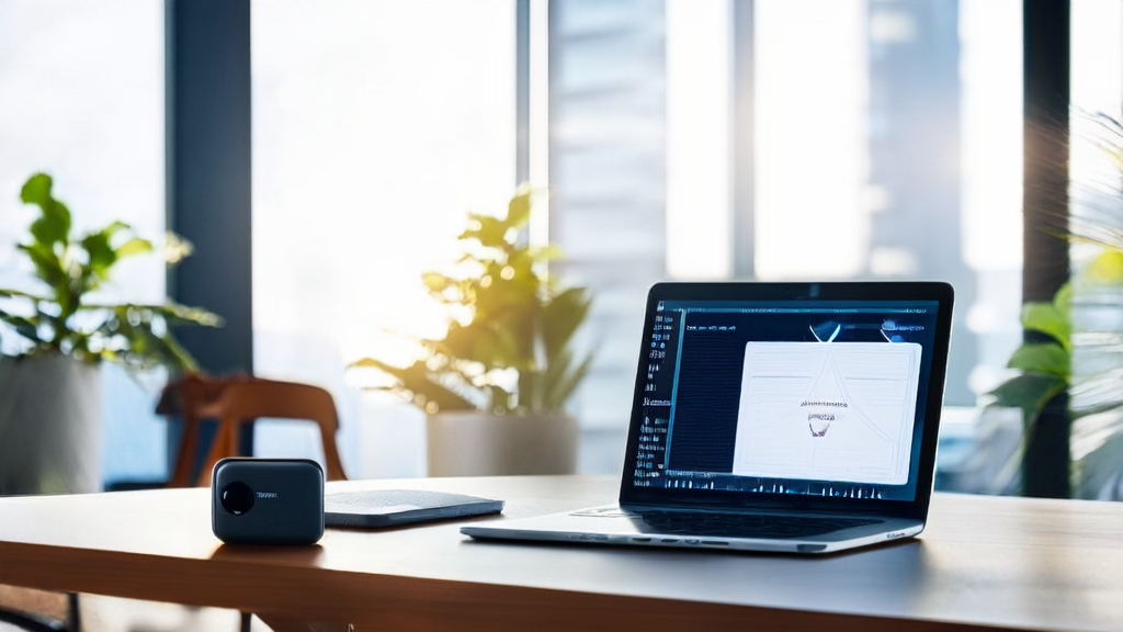In a modern office, employees are working efficiently with AI email polishing tools and the Anker Soundcore Work voice recorder