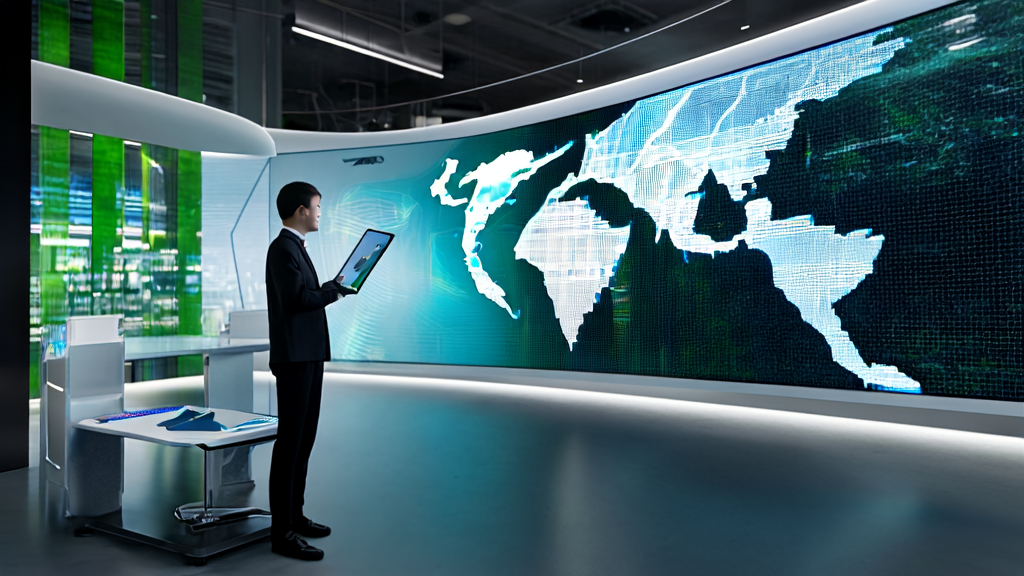 A futuristic office showcasing the new era of AI-driven customer acquisition