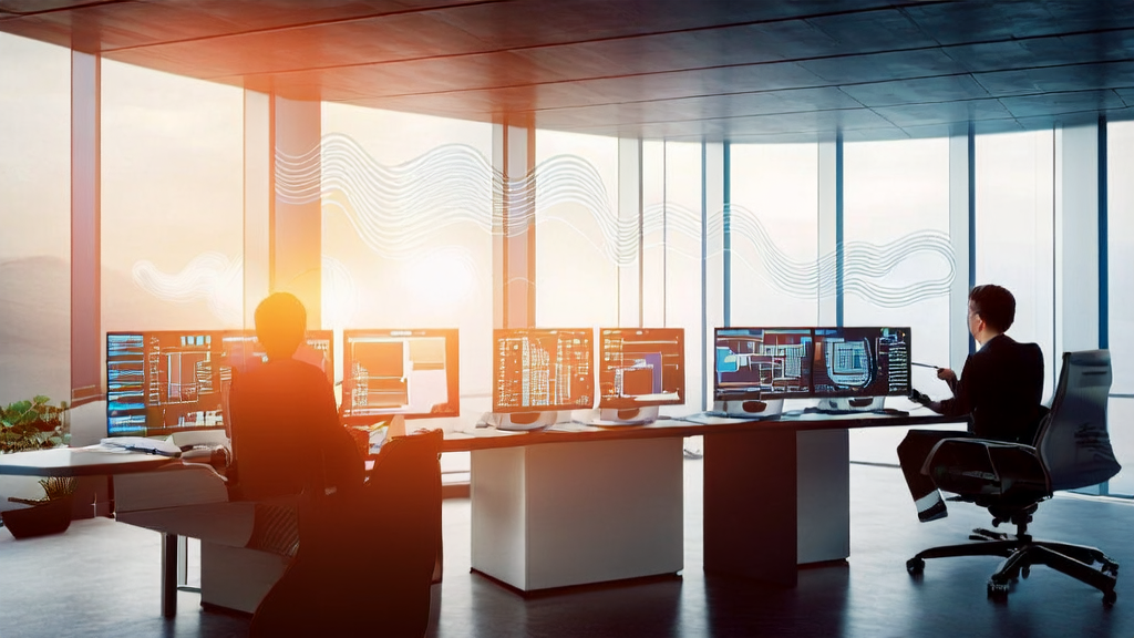 Modern office where an employee uses Zhipu AI's new enterprise-level super assistant Agent CoCo for intelligent marketing automation
