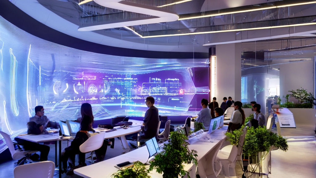 Employees configuring intelligent agents with Pokee AI in an office setting, streamlining customer acquisition processes