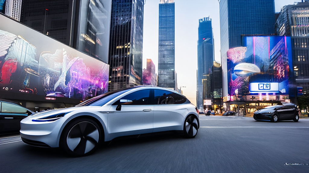 特斯拉Robotaxi无人驾驶出租车队在城市中运行，展示了AI驱动的客户获取解决方案的应用前景