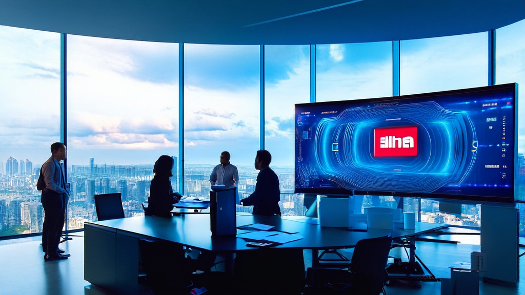 展示AI智能获客系统的现代办公室，背景为Salesforce收购Informatica